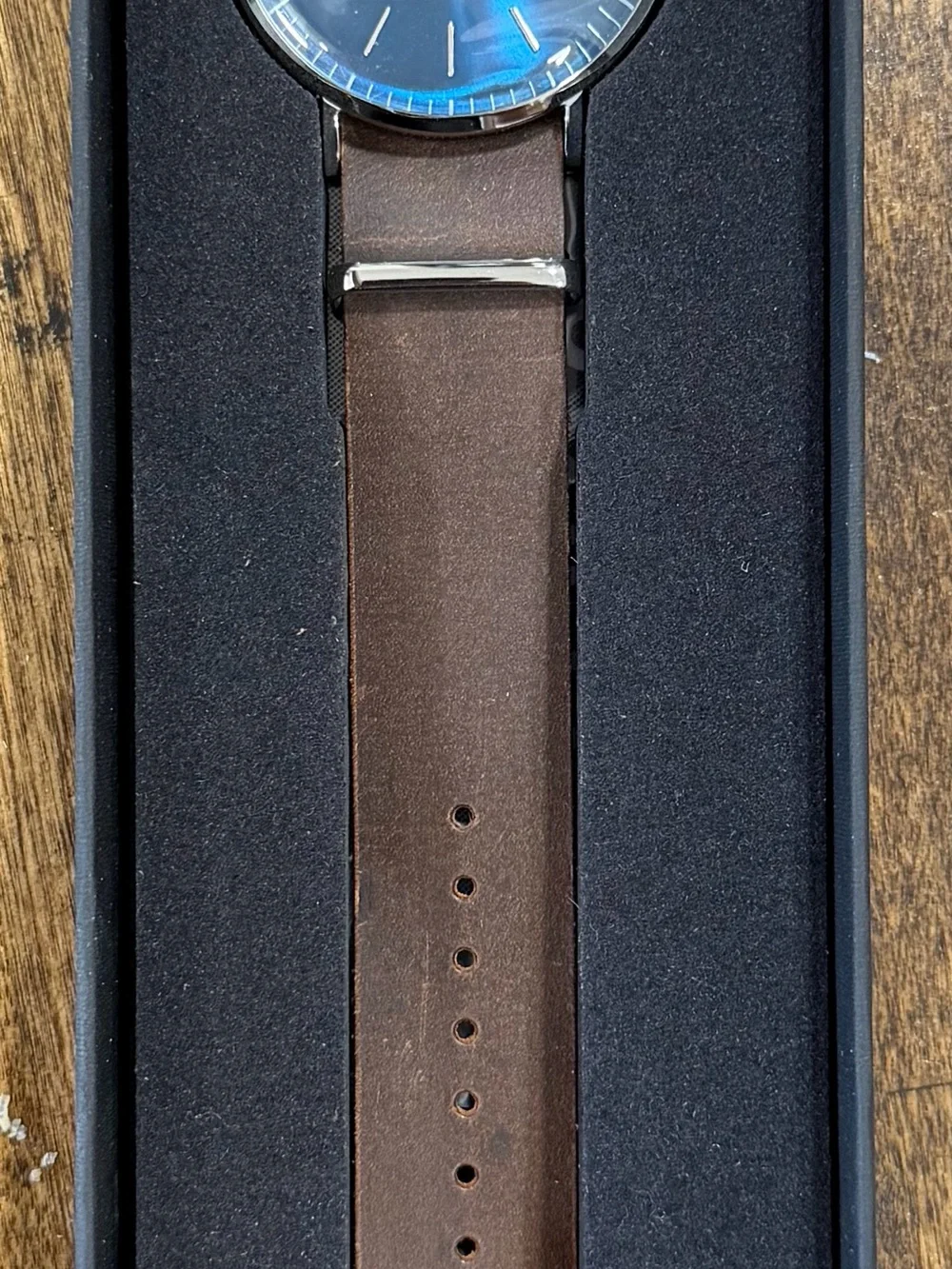 Cortese Torino Blue Dial Quartz Dress Watch Brown Leather Strap Box